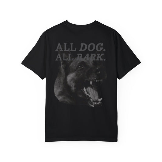 Casual Black T-Shirt w/ Text And Dog Graphic