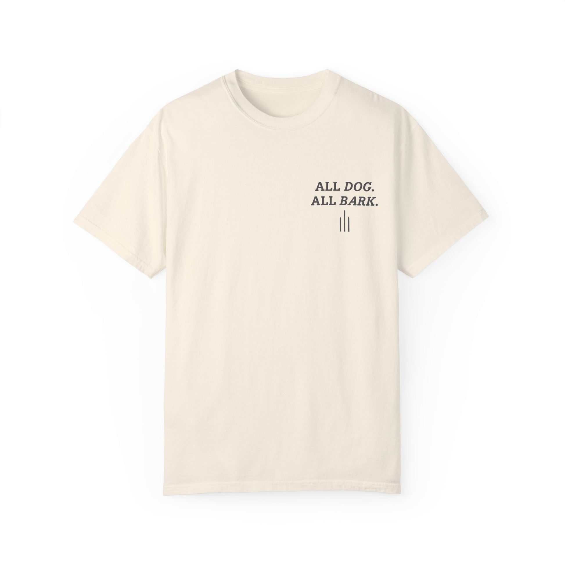 Casual Ivory T-Shirt w/ Text And Dog Graphic