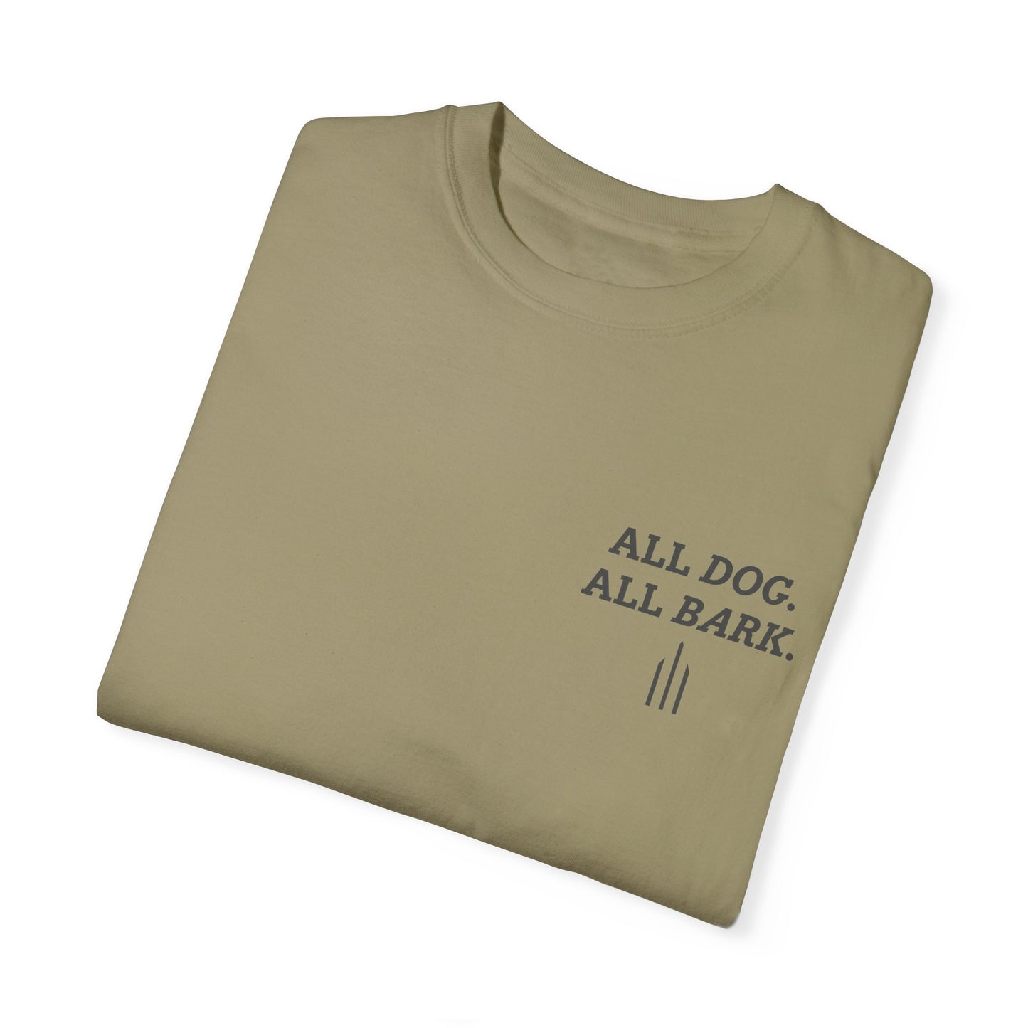 Casual Khaki T-Shirt w/ Text And Dog Graphic