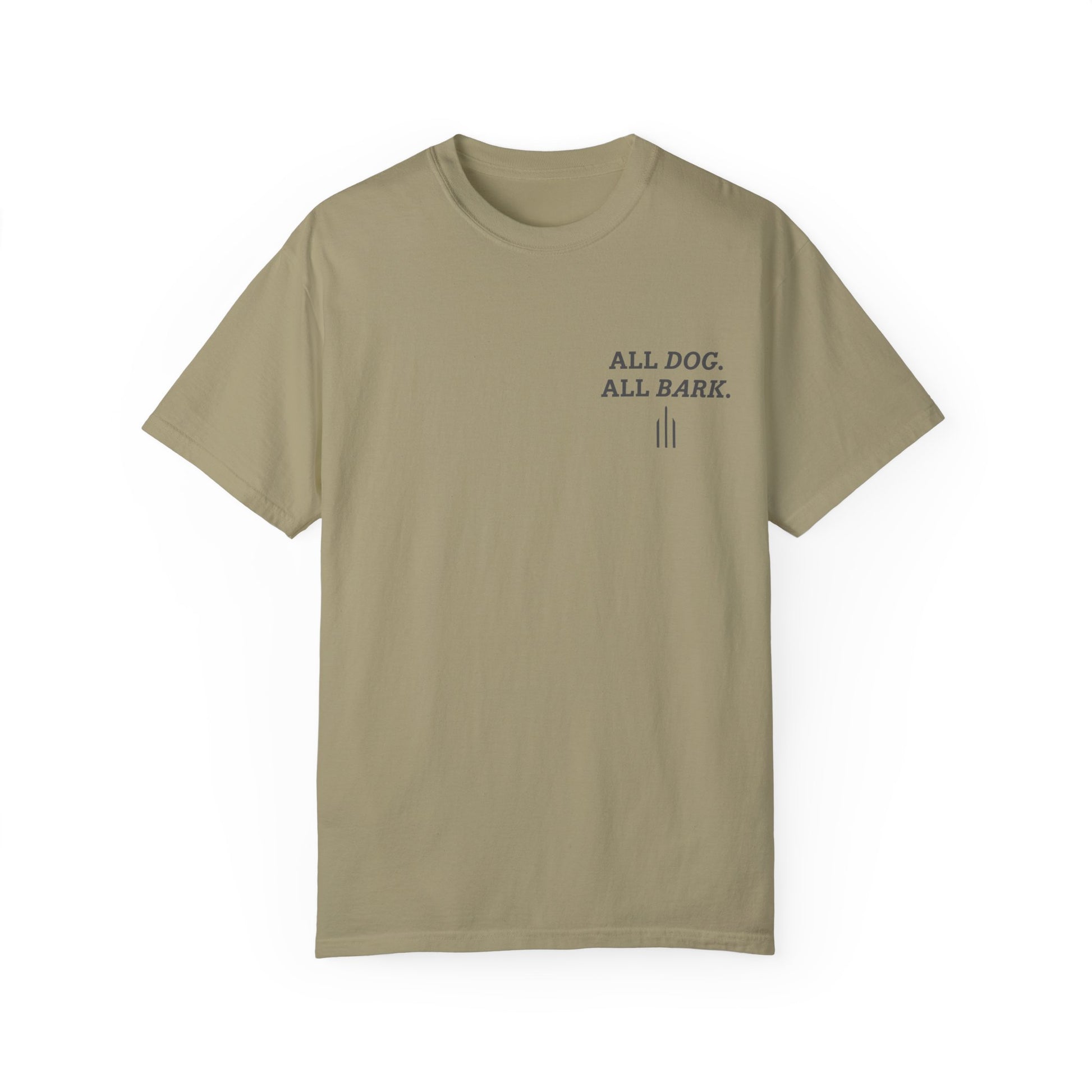 Casual Khaki T-Shirt w/ Text And Dog Graphic
