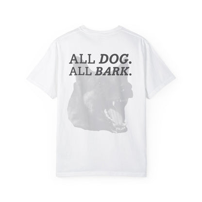 Casual White T-Shirt w/ Text And Dog Graphic
