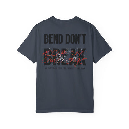 Casual Denim T-Shirt w/ Text And Broken Glass Graphic