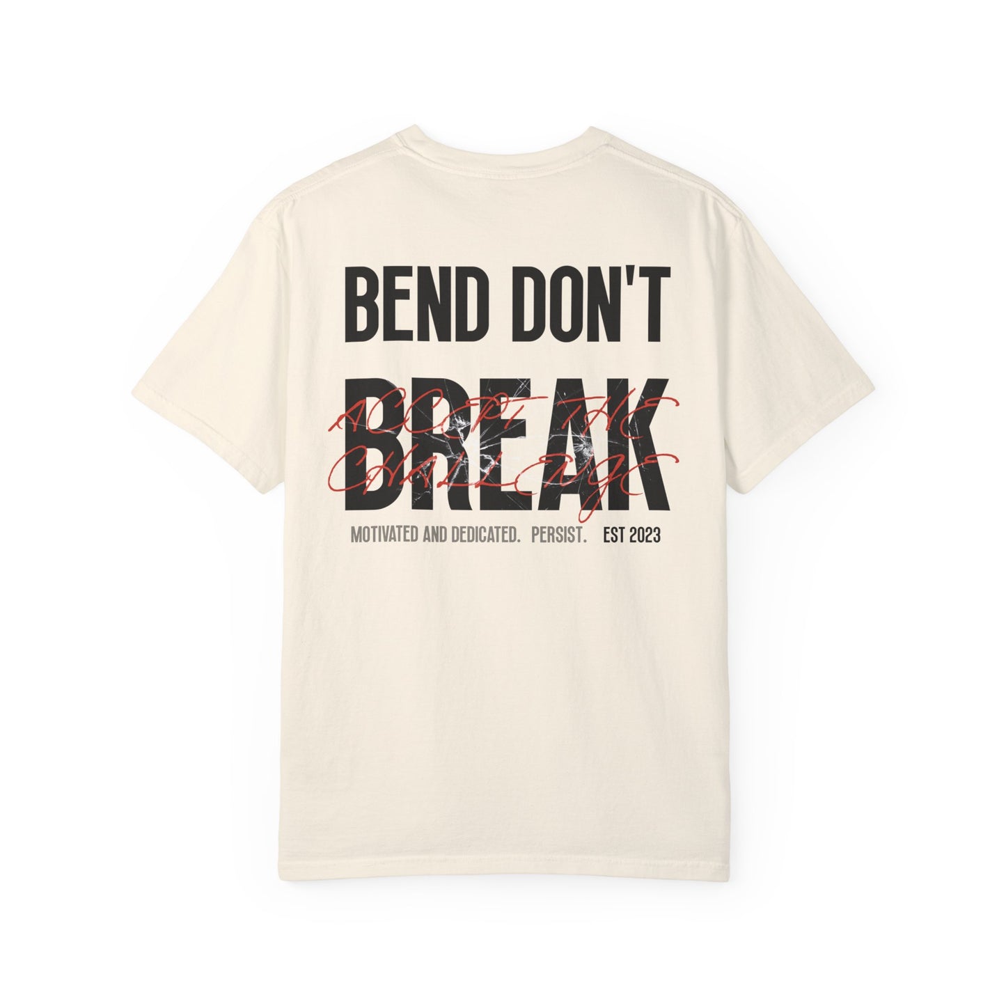 Casual Ivory T-Shirt w/ Text And Broken Glass Graphic