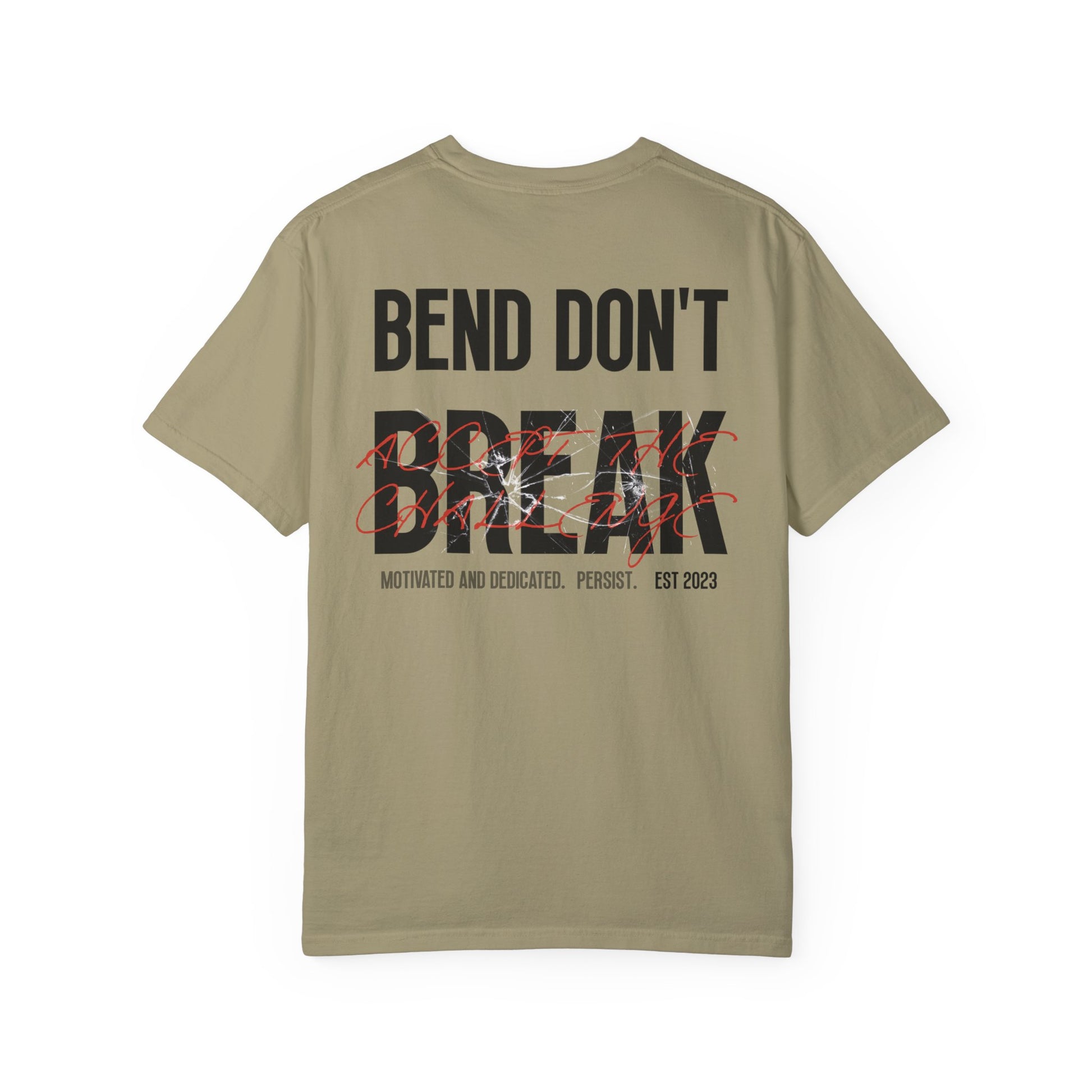 Casual Khaki T-Shirt w/ Text And Broken Glass Graphic
