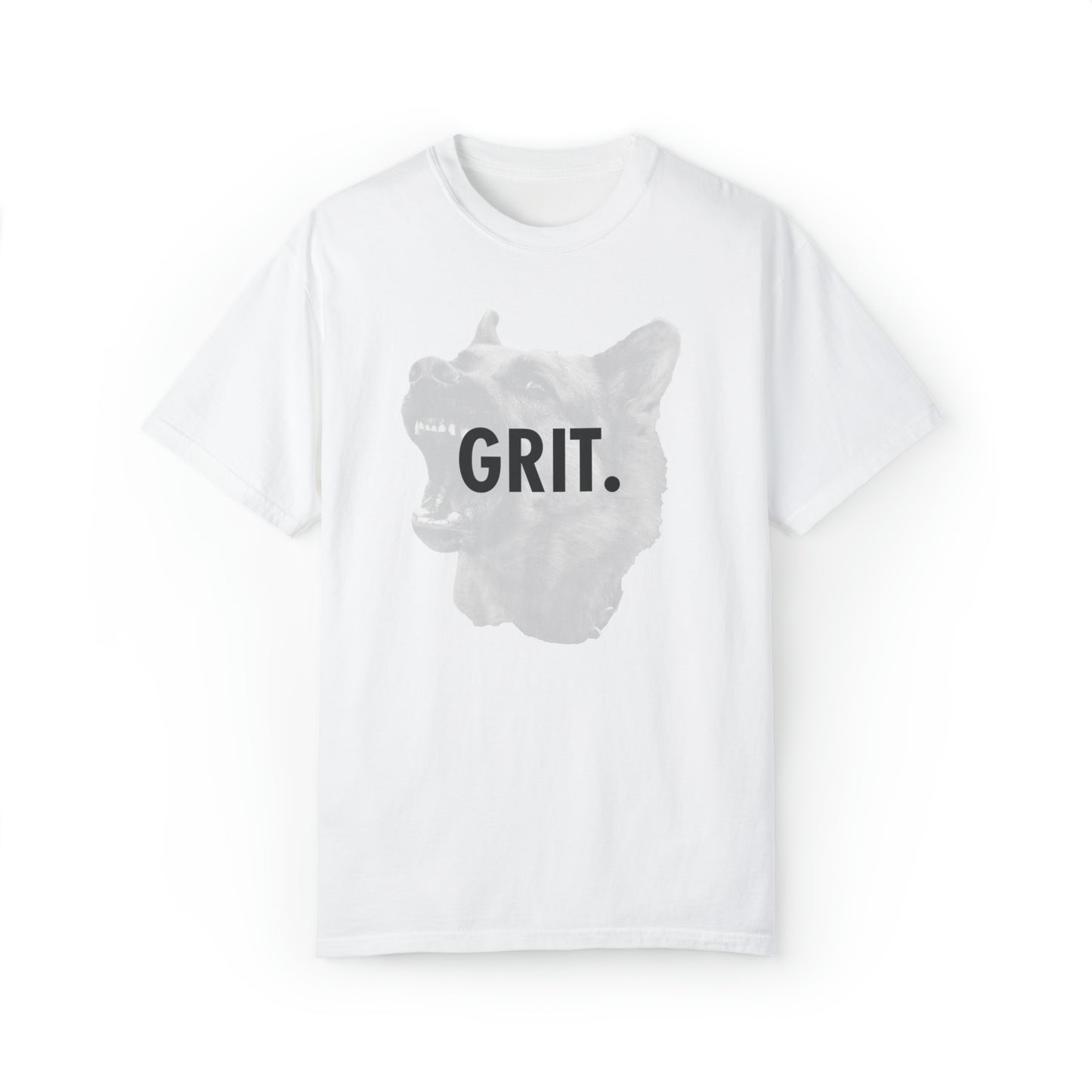 Casual White T-Shirt w/ Text And Dog Graphic