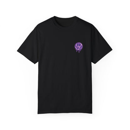 Casual Black T-Shirt w/ Text and Smile Face Graphic