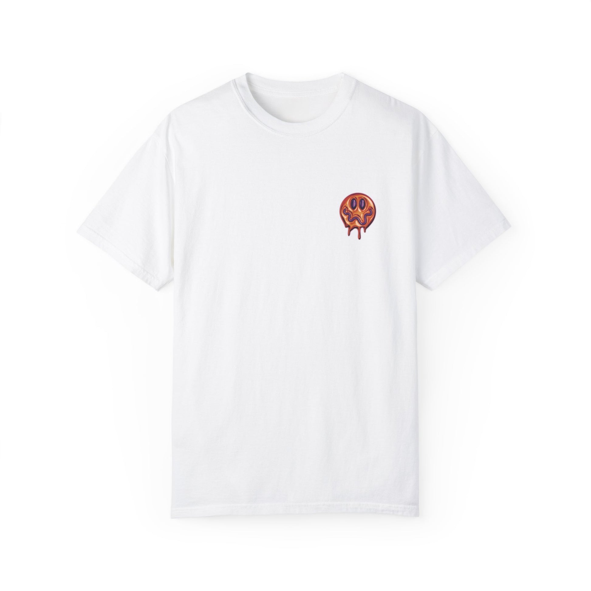 Casual White T-Shirt w/ Text and Smile Face Graphic