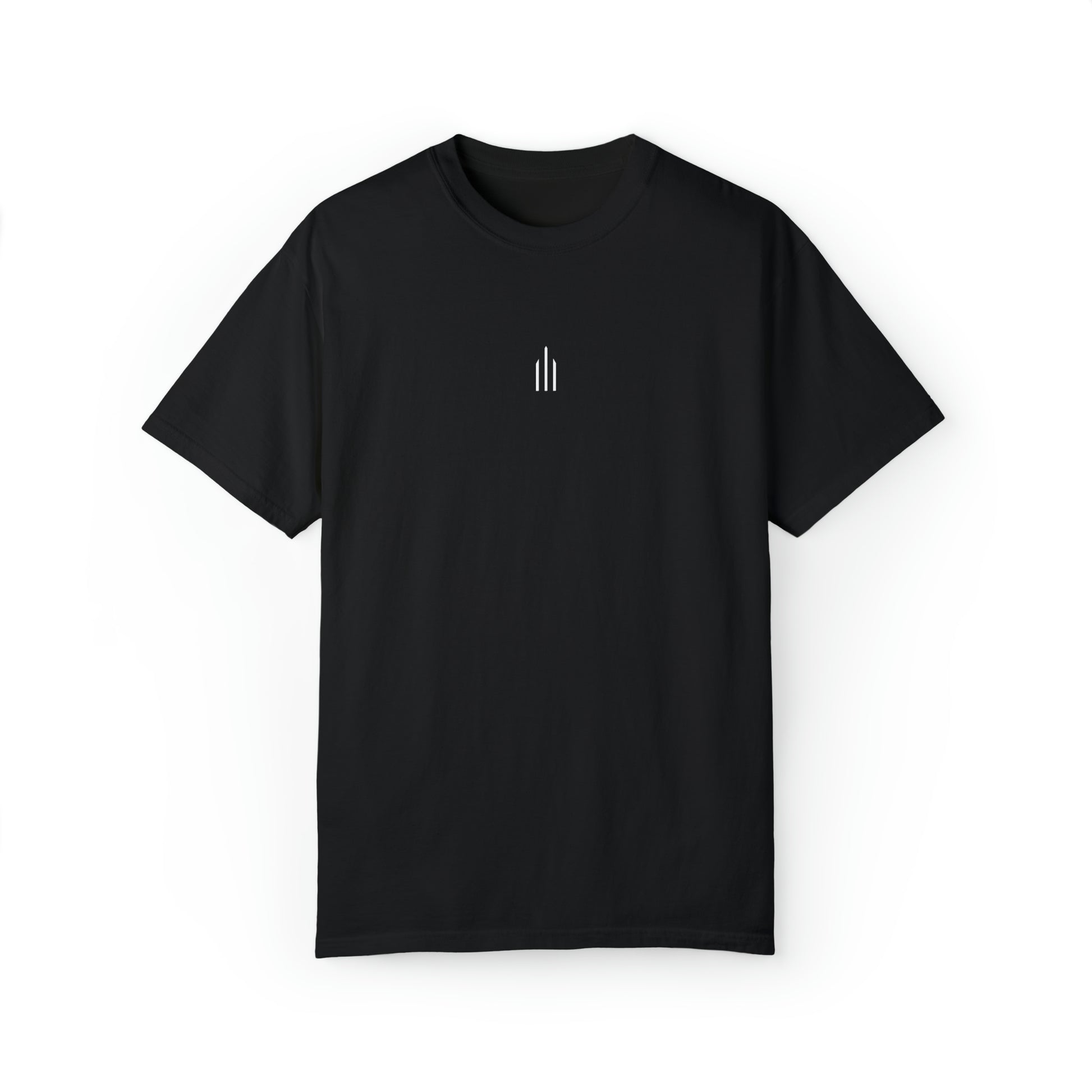 Casual Black T-Shirt w/ Logo, Text, And Tally Graphics