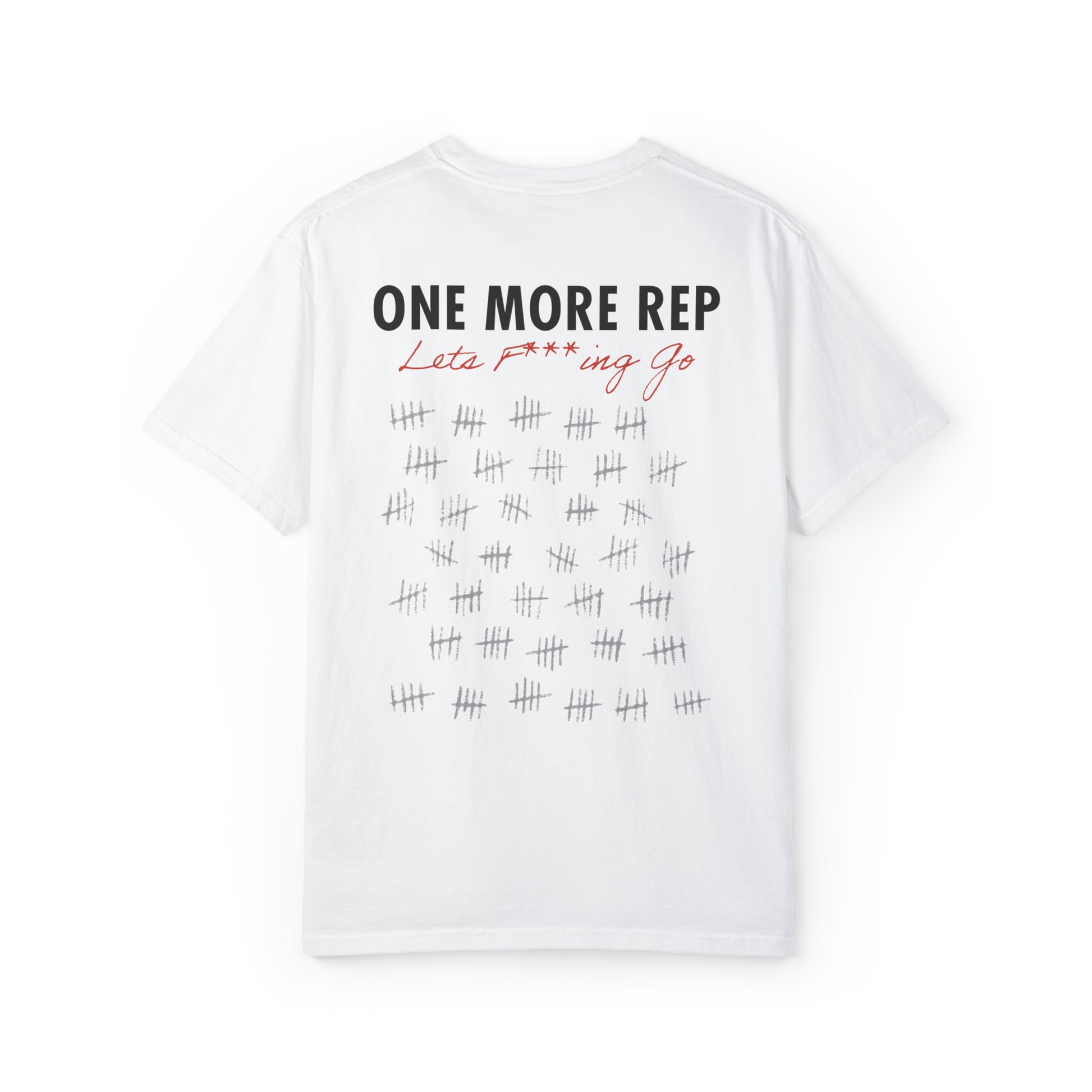 Casual White T-Shirt w/ Logo, Text, And Tally Graphics